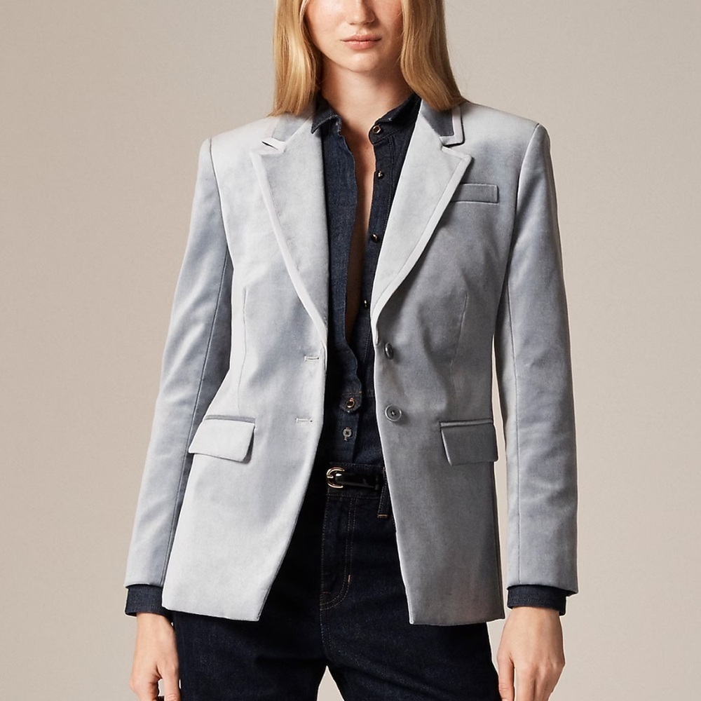 J crew slate blue Madelyn blazer in velvet